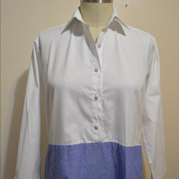 0174 Harvey Faircloth contrast long sleeve denim shirt dress sz 2 - Picture 6 of 8